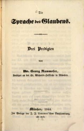 Die Sprache des Glaubens : drei Predigten