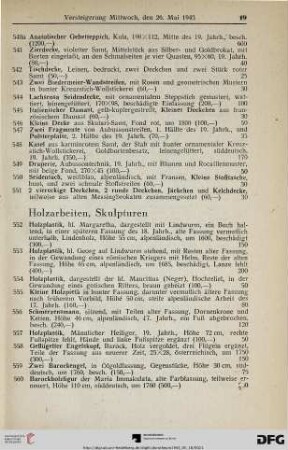 Holzarbeiten, Skulpturen (Nr. 552-570a)