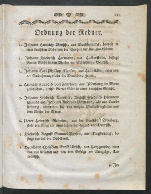 Ordnung der Redner