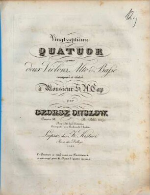 Vingt-septième quatuor pur deux violons, alto & basse : oeuvre 53