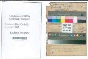 Entnazifizierung Wilhelm Leufgen , geb. 22.09.1891 (Beamter)