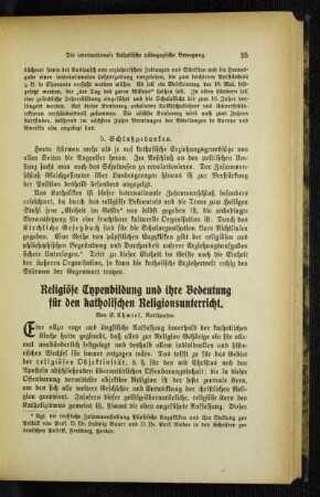 Religiöse Typenbildung und ihre Bedeutung für den katholischen Religionsunterricht