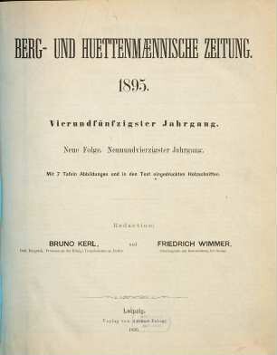 Berg- und hüttenmännische Zeitung, N.F. 49 = 54. 1895