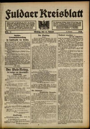 Ausgabe vom Montag, den 14. Januar 1918.