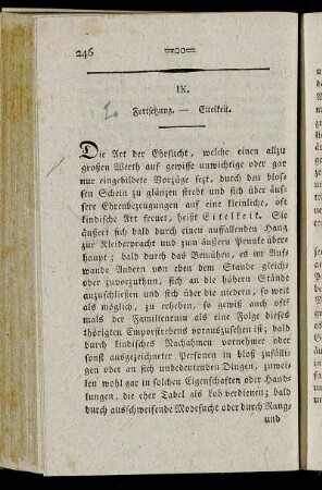 IX. Fortsetzung. - Eitelkeit.