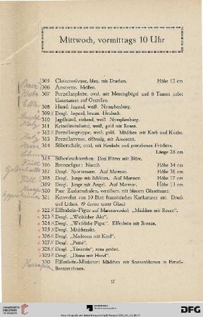 Mittwoch, vormittags 10 Uhr (Nr. 305 - 494)