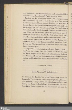 Fünftes Kapitel. 1722. Erste Pläne und Schwierigkeiten