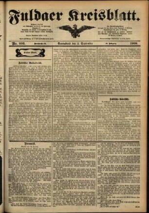 Erste Ausgabe vom Samstag, den 04. September 1909.