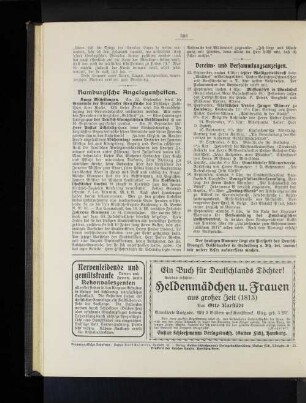 Hamburgische Angelegenheiten. Kurze Mitteilungen.