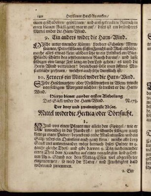 Der drey und zwaintzigiste Absatz. Mittel wider die Hectica/ oder Dörrsucht