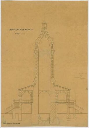 Fischer, Theodor; Berg am Starnberger See - Rottmannshöhe (Bayern); Bismarckturm - Schnitt