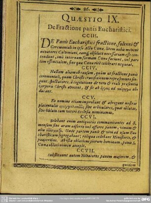Quaestio IX. De Fractione panis Eucharistici