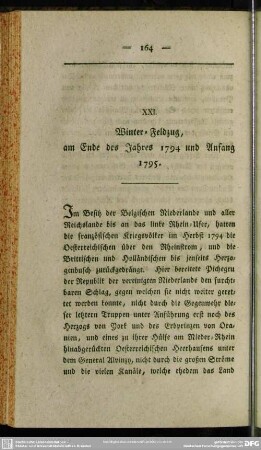 XXI. Winter-Feldzug am Ende des Jahres 1794 und Anfang 1795