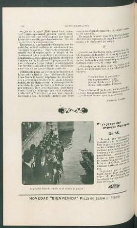 El regreso del general Cáceres
