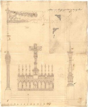 Gärtner, Friedrich von; Bamberg; Dom, Restaurierung - Altar (Ansicht, Detail)