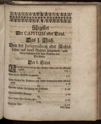 Register Der Capitum oder Titul.