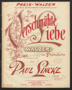 Verschmähte Liebe : Walzer für Pianoforte