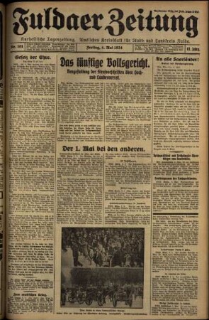 Erste Ausgabe vom Freitag, den 04. Mai 1934.