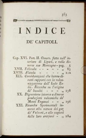Indice de Capitoli.