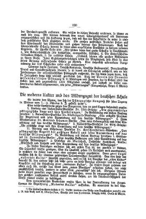 Die moderne Kultur und das Bildungsgut der deutschen Schule