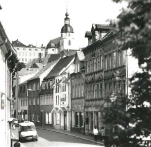 Colditz. Badergasse. Südseite mit Stadtkirche St. Ägidien