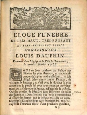 Eloge funebre de ... Monsgr. Louis Dauphin