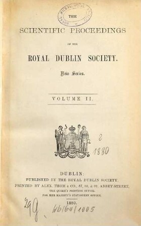 The scientific proceedings of the Royal Dublin Society, 2. 1880