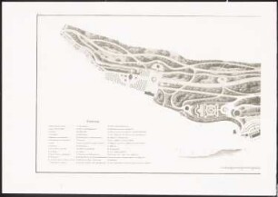 Fürstlicher Park, Sondershausen: Lageplan (aus: Architektonisches Album, Bd. 1, H.6, hrsg.v. Stüler, Knoblauch, Salzenberg, Strack, Runge, 1840)