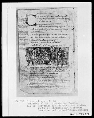 Der Stuttgarter Bibelpsalter — Das Opfer der Gerechtigkeit, Folio 4verso