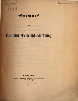 Entwurf einer deutschen Gemeinschuldordnung