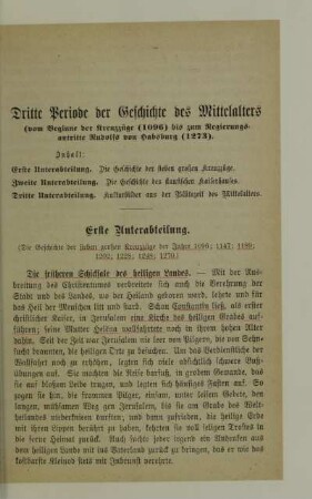 Erste Unterabteilung. (Die Geschichte der sieben großen Kreuzzüge der Jahre 1096, 1147, 1189, 1202, 1228, 1248, 1270)