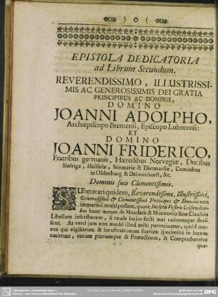 Epistola Dedicatoria ad Librum Secundum