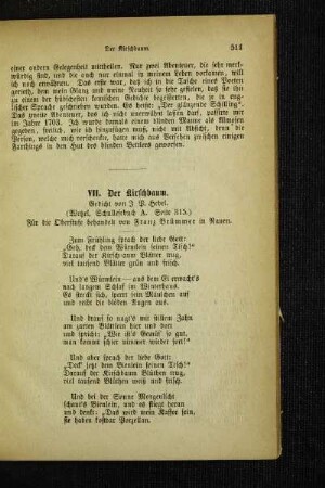 ¬Der¬ Kirschbaum : Gedicht ; (Wetzel's Schullesebuch A. Seite 315) ; für die Oberstufe behandelt
