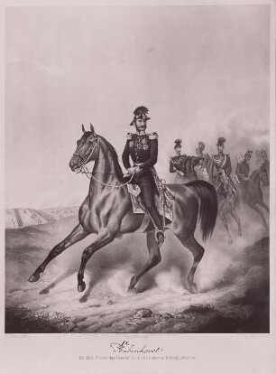 Bildnis des sächsischen Kriegsministers Bernhard von Rabenhorst zu Pferde