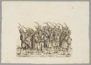 Zweite Siegergruppe, Blatt 112 aus: Marx Treitzsaurwein, "Kaiser Maximilian I Triumph – le triomphe de l’Empereur Maximilien I en une suite de Cent trent cinq planches gravées en bois d’après les dessins de Hans Burgmair", Wien 1796