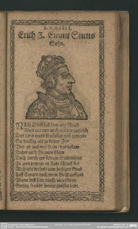 LXXIIII. Erich 3. Eiegut Suens Sohn