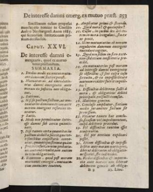 253-270, Caput XXVI. De interesse damni emergentis, quod ex mutuo venit praestandum.