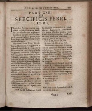 Pars XXIII. De Specificis Febrilibus.