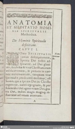 De Hominis Spiritualis definitione. Caput I.