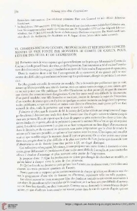 VI. Charles-Nicolas Cochin, propositions et reflexions concernantes le prix fondé par Monsieur le Comte de Cayus, pour l'étude des têtes, et de l'expression