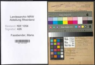 Entnazifizierung Maria Fassbender , geb. 21.04.1910 ()