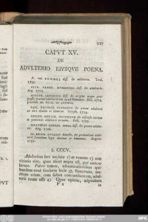 Caput XV. De Adulterio Eiusque Poena.