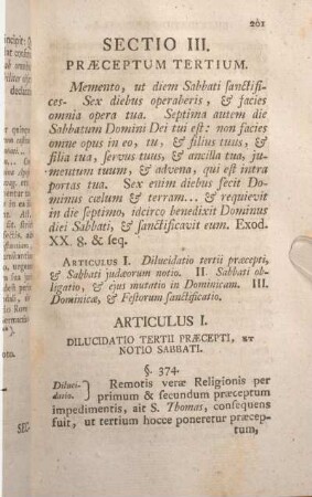 Sectio III. Praeceptum Tertium.