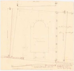 Erbgruft der Familie von Mutius, Rosenthal: Lageplan Grundriss, Maßstabsleiste