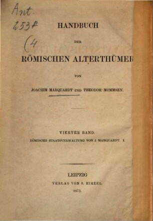 Handbuch der römischen Alterthümer, 4,1