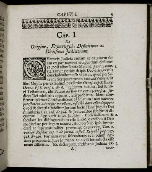Cap. I. De Origine, Etymologia, Definitione ac Divisione Judiciorum.
