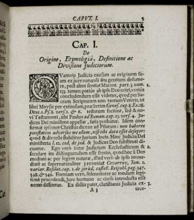 Cap. I. De Origine, Etymologia, Definitione ac Divisione Judiciorum.