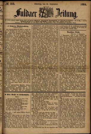 Ausgabe vom Dienstag, den 16. September 1884.