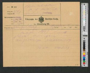 Telegramm an Werner von Melle
