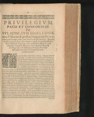 Privilegium Pacis Et Concordiae Per Wladislaum Iagellonis ...